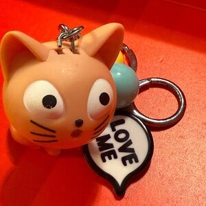 Kawaii Pink and Black Cat Keychain with Sound Effects and Flashlight